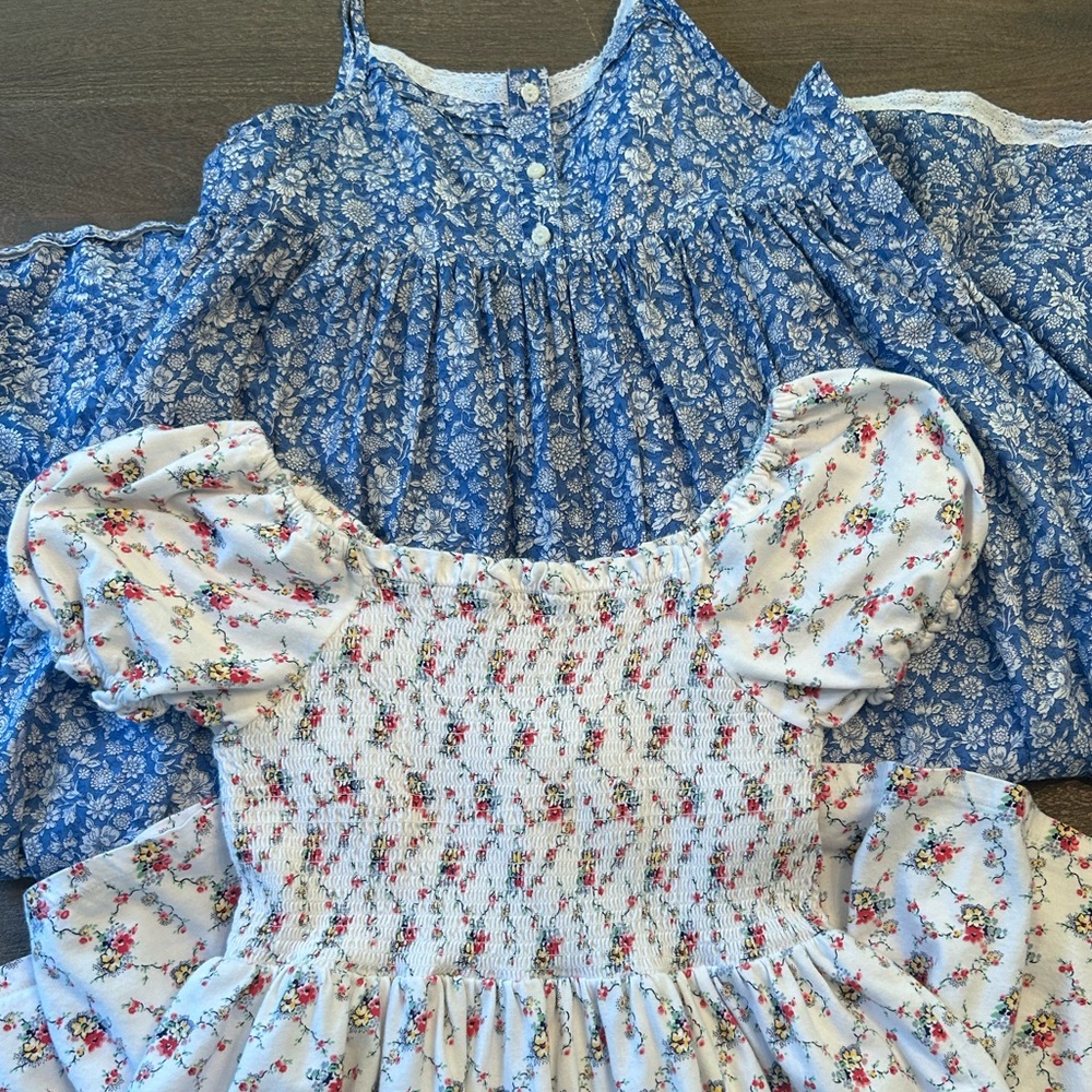 Polo Ralph Lauren girl dresses size 10-12, size 12 floral blue white. 2 dresses!